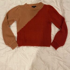 Red and beige Colorblock Sweater